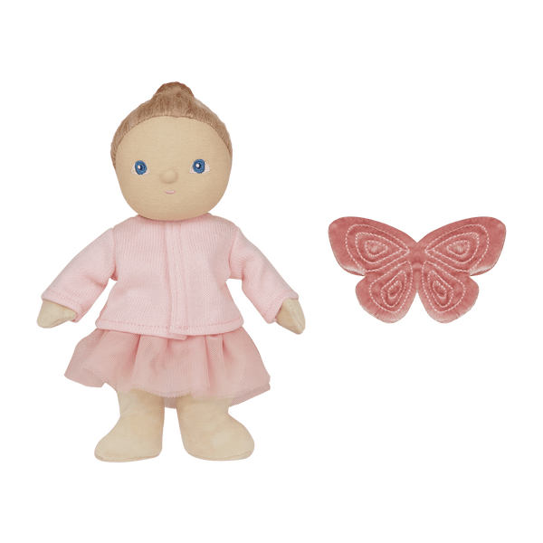 Olli Ella Mia Melody doll in pink outfit with butterfly wings, ready for twirls and magical adventures!