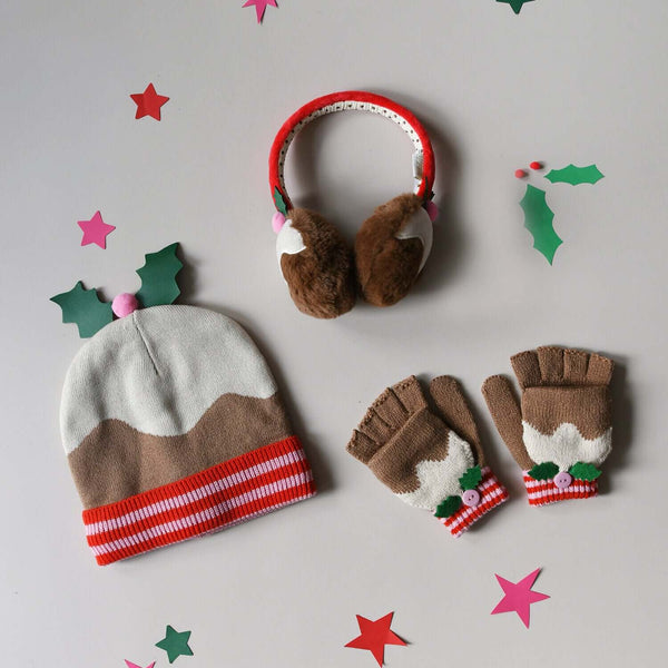 Rockahula Kids, Christmas Pudding Knitted Gloves 7-10 Years