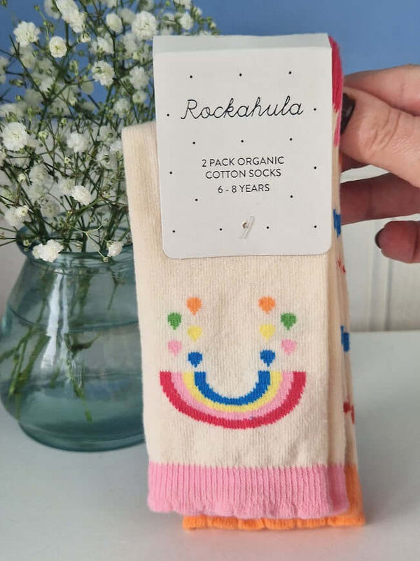 Rockahula, Rainbow Hearts 2 Pack Socks 12.5-3.5 Jnr