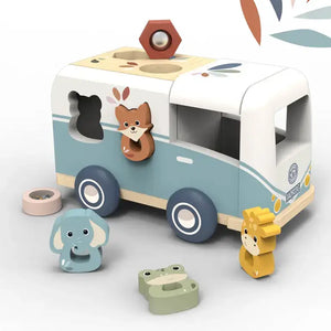 Speedy Monkey, Shape Sorter Van featuring colorful animal shapes and playful design for toddlers.