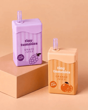 Tiny Harlow, Tiny Harlow Grape & Orange Juice Box Duo Pack featuring grape and orange juice boxes.