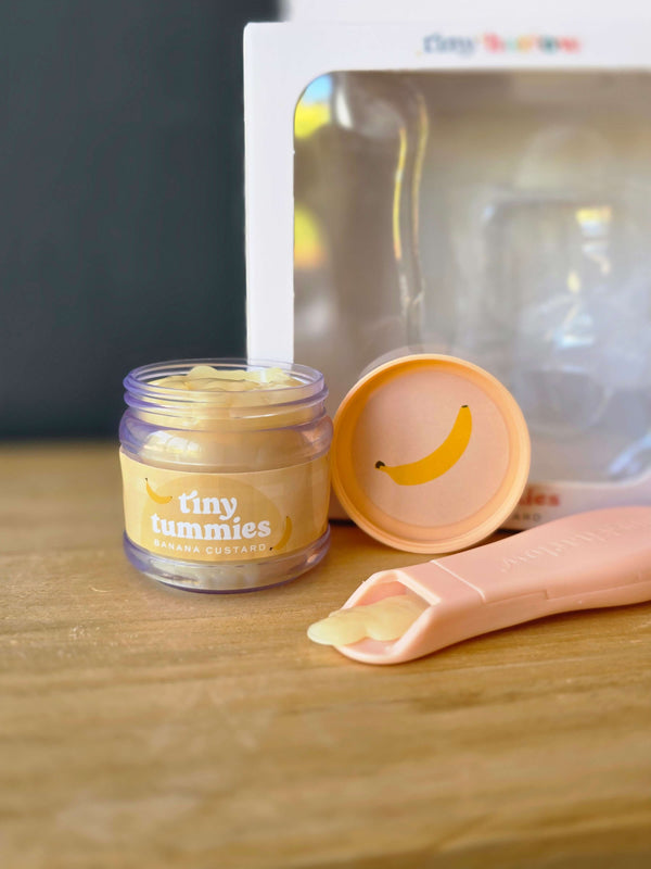 Tiny Harlow, Tiny Tummies Banana Custard Puree Food Jar & Spoon Set