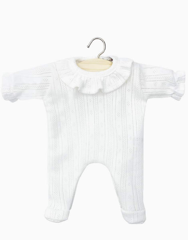 Minikane Baby,  Camille Sleepsuit in White Striped Dotted Cotton