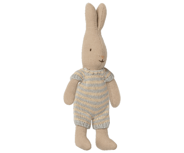 Maileg, Micro Rabbit in Knitted Outfit (Light Blue)