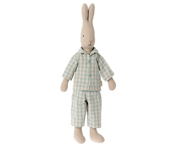 Maileg, Size 2 Rabbit in Blue Checked Pyjamas