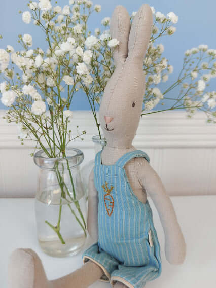 Maileg, Size 2 Rabbit in Carrot Overalls