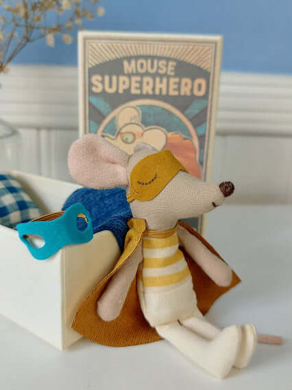 Maileg, Super Hero Mouse, Little Brother in Matchbox