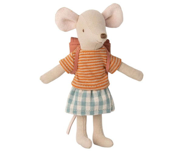 Maileg, Tricycle Mouse, Big Sister w Bag (Old Rose)