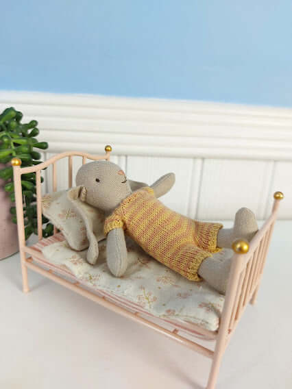 Maileg, Vintage bed, Mouse - Rose