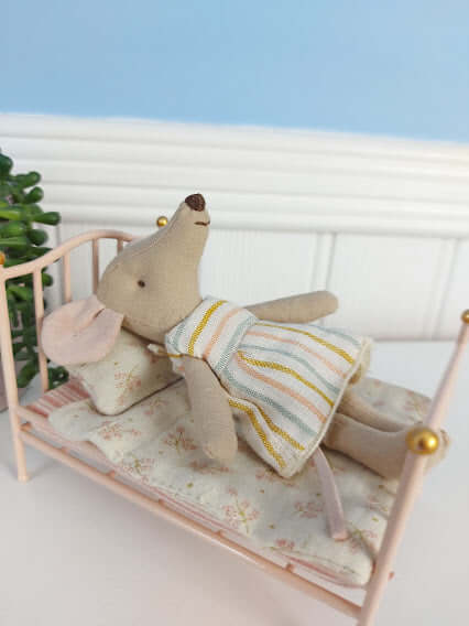Maileg, Vintage bed, Mouse - Rose