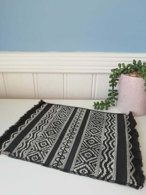 Maileg, Miniature Square Pattern Rug (Black)